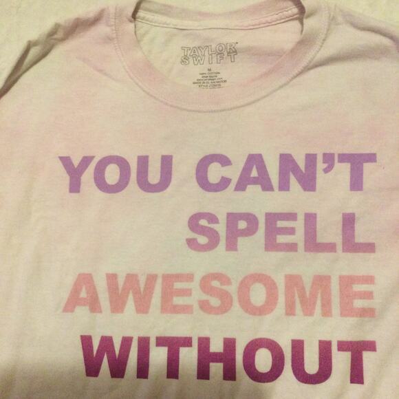 Taylor Swift "You Can't Spell Awesome Without Me" Shirt Pink and White Tie Dye M - Picture 2 of 7